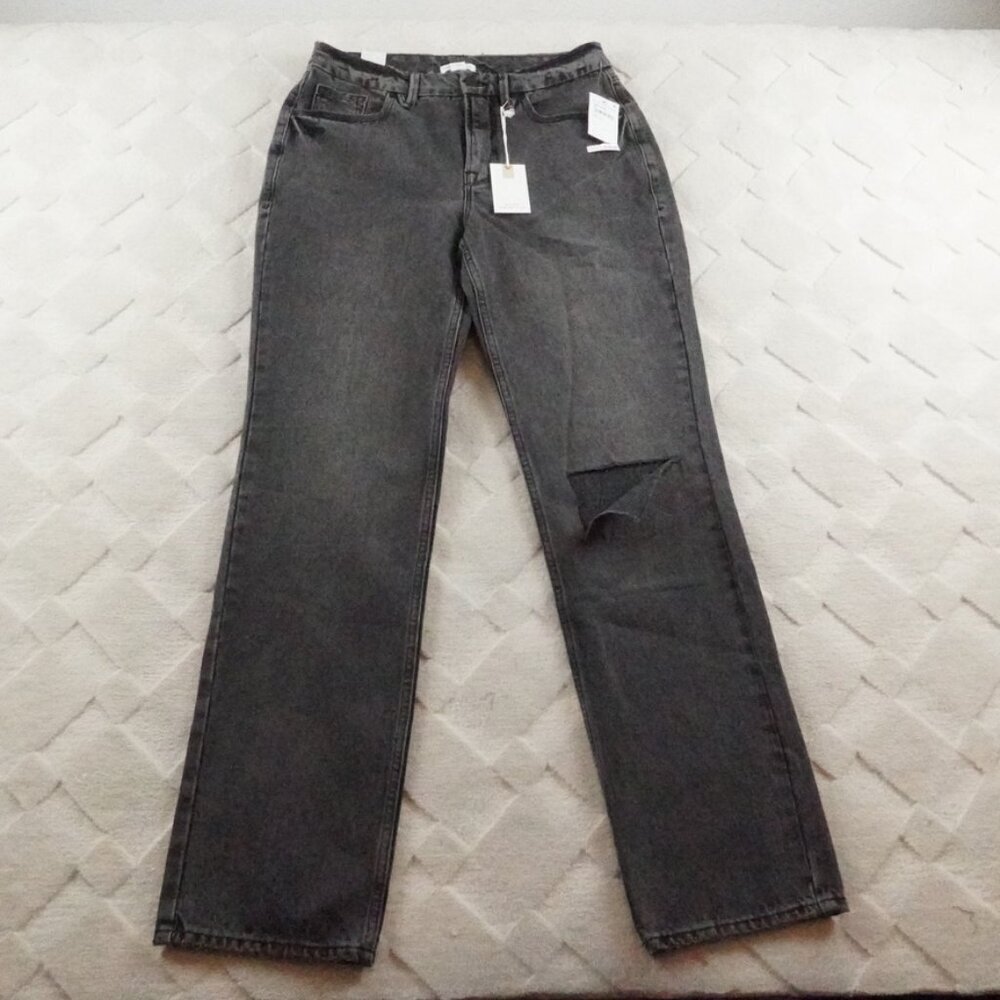 Good American Charcoal Black Boyfriend Jeans